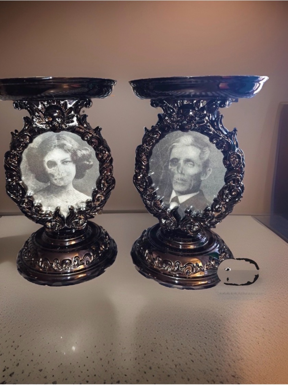 Bath Body Works Holographic Faces 3-Wick Pedestal X2 Whimsygoth Gothic Halloween